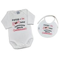 Body o Babero o Pack Babero+Body para bebé con FRASE " Fotos a 3 Euros Estoy Ahorrado para la Universidad " REGALO BEBES PADRES MADRES - details 2