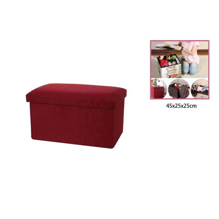 Taburete con Espacio de Almacenamiento, Cofre Plegable, Asiento Adicional, Reposapiés, Caja de Juguetes - 1