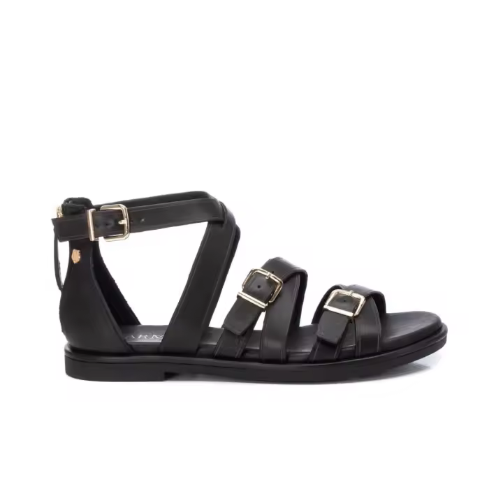 Carmela 161487 Sandalias planas de mujer negras de piel 81735 - 1