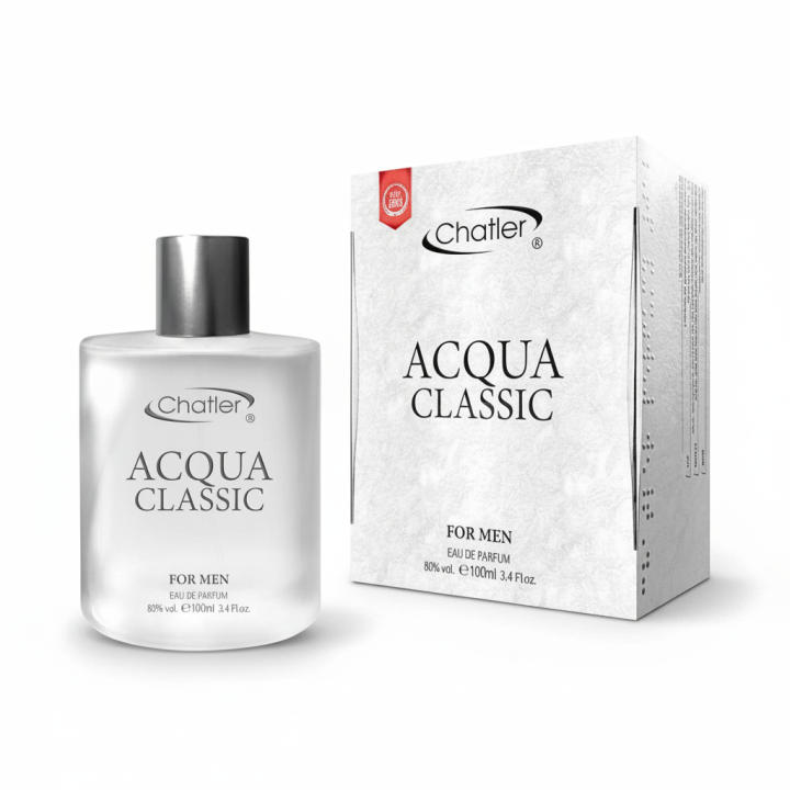 Perfume masculino Acqua Classic Chatler Eau de Parfum, fragancia fresca y equilibrada con un estilo limpio y atemporal, ideal para el uso diario. Aroma agradable y versátil. Presentado en frasco original con estuche. 🚚 Envíos a España 24/48 horas.