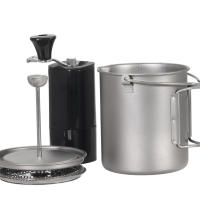 Lixada Taza De Café De Titanio 750ml Con Press Francés Y Cuchara Plegable Para Camping Y Cocina Al Aire Libre - details 1