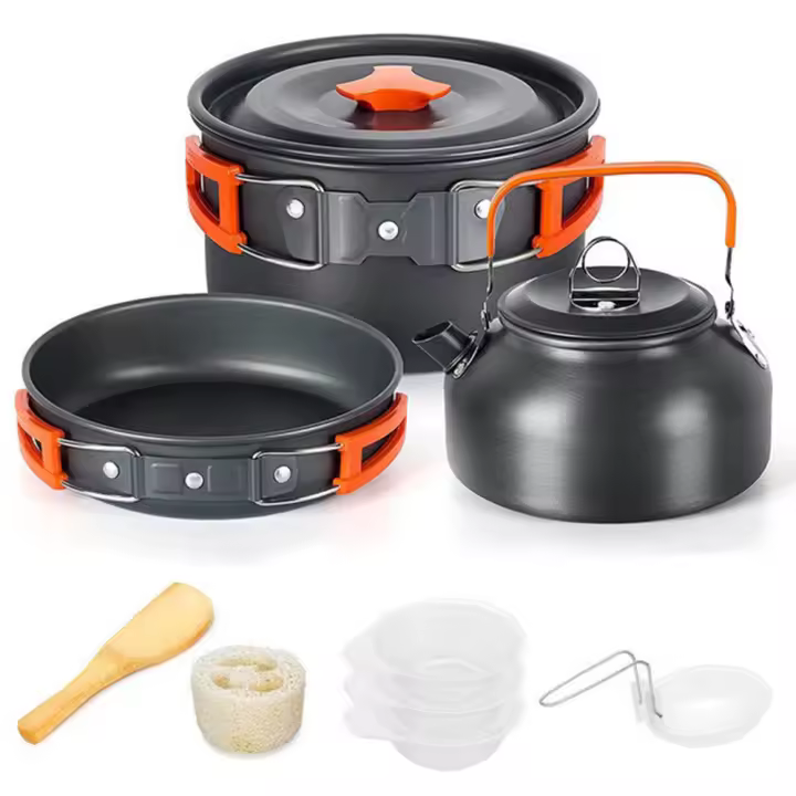 Juego De Cocina Para Camping LISM Para 2-3 Personas Sello Antigoteado Con Vaso De Té Aluminio Plegable Para Picnic Al Aire Libre - 1