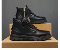 Botas De Cuero Retro Para Hombre Con Suela Gruesa Y Resistentes Al Desgaste Zíper Lateral Alta Comodidad Casual Botines De Otoño Y Primavera - details 18