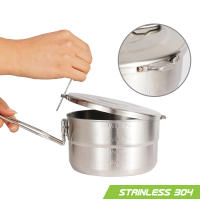 Arce inoxidable camping Cocina olla con Tapa y mango plegable 1.5L Gran capacidad Bento olla al Aire Libre utensilios de Cocina Para camping - details 0