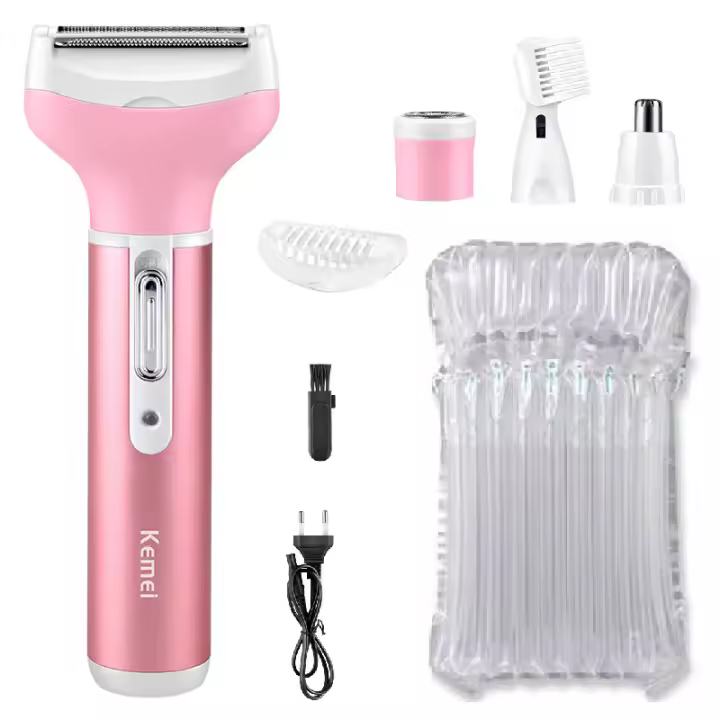 Kemei 4en1 Afeitadora Eléctrica Para Mujer Trimmer De Cejas Y Bikini Cabello Excesivo Eliminador De Pelo Corporal Y Facial Recargable - 1