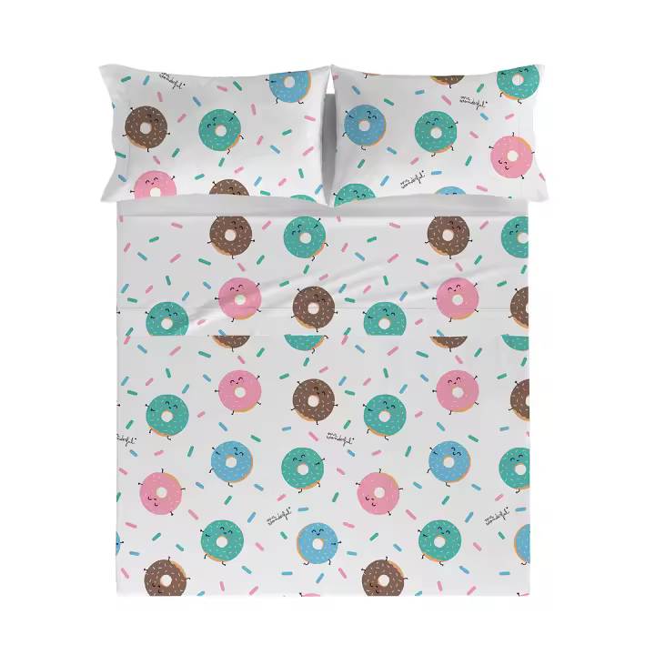 MR. WONDERFUL - Sábana encimera ROSQUILLAS 100% algodón 144 hilos, ropa de cama.Disponible para cama de 90 cm (160x270 cm), 135 cm (210x270 cm), 150/160 cm ( 240x270 cm), 180 cm (270x270 cm). Fabricado en España. - 1
