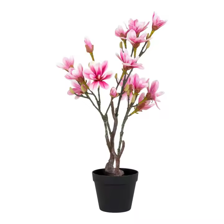 Planta de Magnolia Artificial, Polietileno, Rosa, 30x40x74 cm - 1