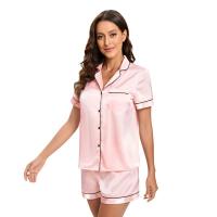 Conjunto De Pijamas De Seda Y Satén Para Mujer Verano Con Cuello Redondo Y Shorts 2 Piezas Dormitorio Elegante Pijama De Noche - details 9