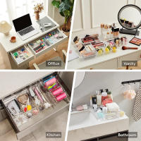 Juego De 10 Organizadores De Cajones Versátiles - Tazas Y Divisores De Plástico Transparente En 4 Tamaños Para Almacenamiento Perfecto De Maquillaje Y Cocina - details 4