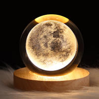 Lámpara De Mesa LED En Cristal Con Galaxia Luna 3D Luz Nocturna Para Dormitorio Sala De Estar Regalo De Navidad USB Poder - details 10