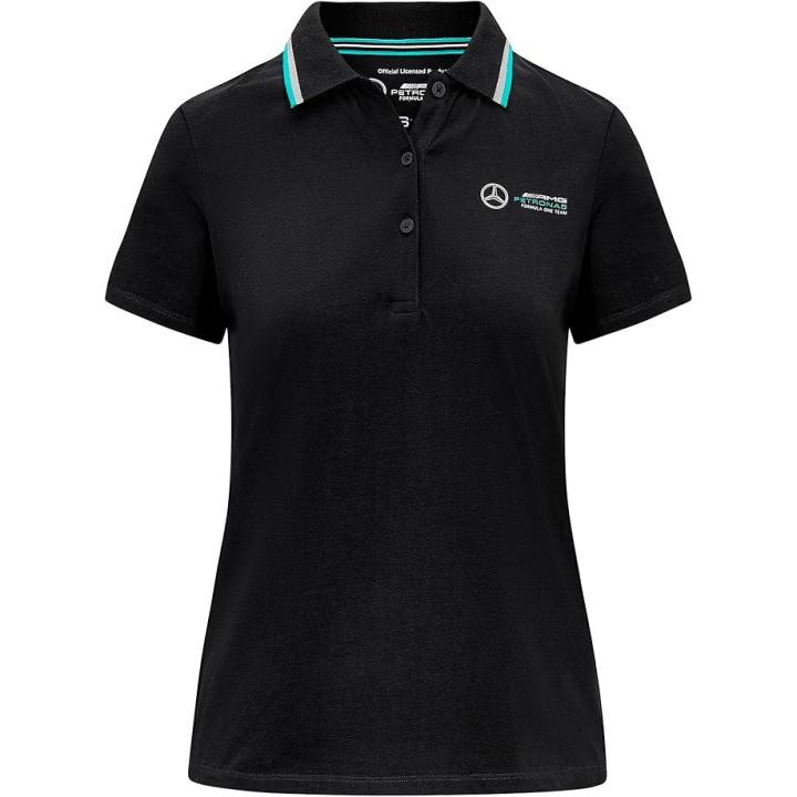 Polo mujer Mercedes AMG Petronas F1 TEAM negro algodón orgánico