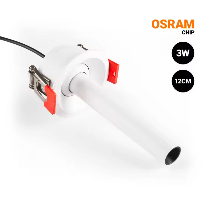 Barcelona LED Foco de techo LED empotrable 3W - Extensible 120mm - Orientable - Chip OSRAM - 2700K - 1