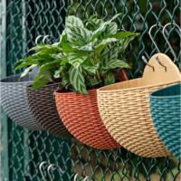 Maceta De Medio Círculo Estilo Europeo Imitación Rattan Colgante Para Pared Florero Para Exteriores Y Balcones Del Hogar - details 5