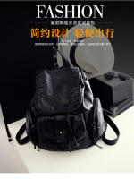 Mochila Grande Para Mujer Con Cordón De Cuero Sintético Moda Viaje Casual Bolso De Hombro Laptop Mochila Bolsa De Mano Plegable Y Expansible - details 0