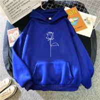 Sudadera De Mujer Con Capucha Estampada Floral Estilo Casual Manga Larga Gruesa Suéter De Deporte Suelto Para Otoño E Invierno - details 4