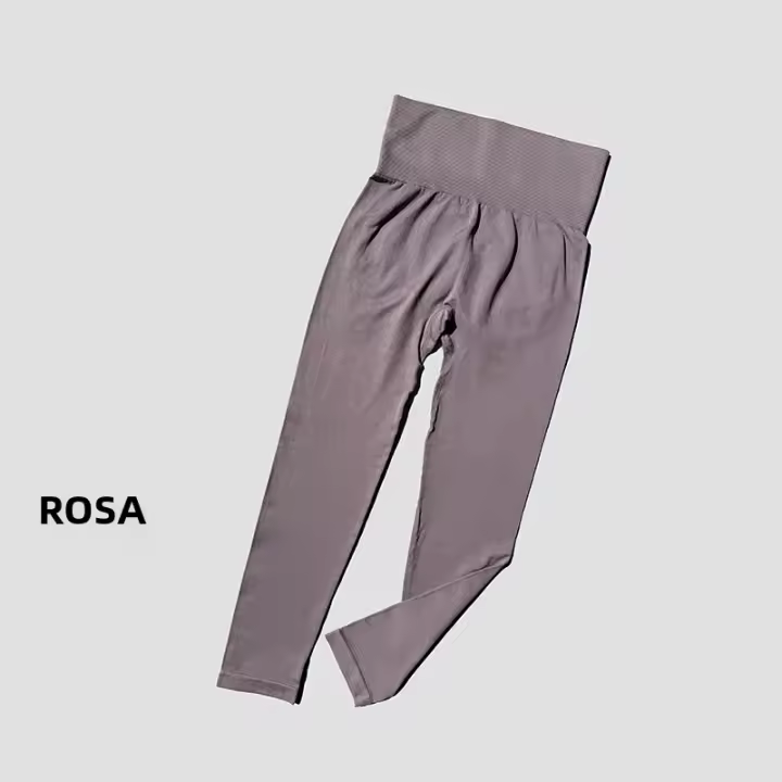 Pantalones De Yoga De Mujer De Cintura Alta Sin Costuras Talla Elástica Leggings Deportivos Para Gimnasio Y Correr En Color Sólido - 1