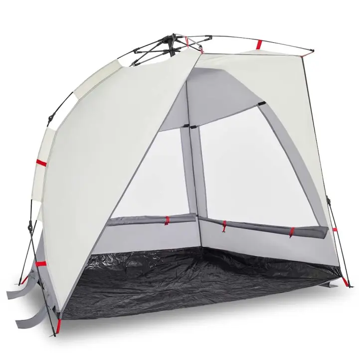 vidaXL Tienda de playa 2 personas impermeable apertura rápida gris - 1