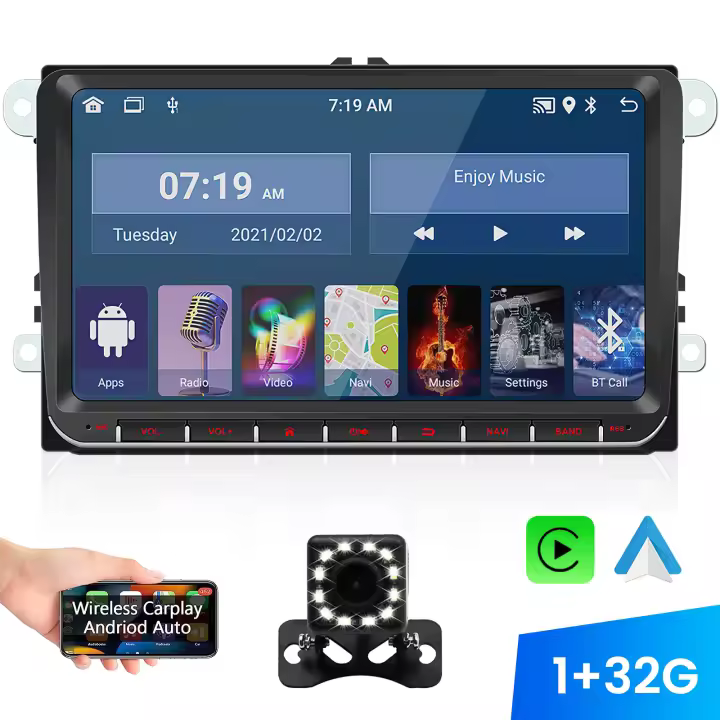 Radio para vehículos de 9 pulgadas 9 pulgadas Android 12 car multimedia player GPS BT WiFi carplay para Volkswagen Golf polo Skoda Passat Seat Leon car Radio - 1