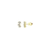2Pcs Aretes Planos Dorados Para Mujer Aretes De Agujero Pequeños Con Cierre De Tornillo Hipoalergénicos Estilo Huggie - details 5