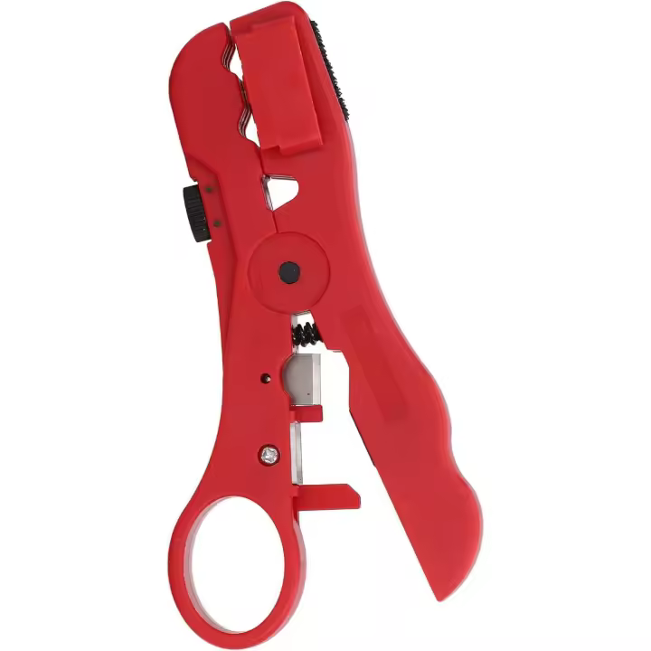 Herramienta para pelar cables coaxiales, hoja afilada, resorte que ahorra mano de obra, profundidad de pelado ajustable, fácil de transportar y usar, acero, material ABS - 1
