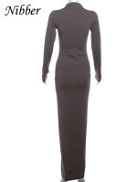 Vestido Simple Ruched Para Mujer Temperamento Moda Manga Larga Cuello En O Ajustado Estirado Clásico Hipster Vestidos - details 4
