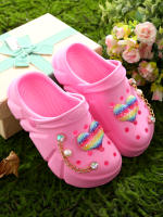 Clogs Casuales Para Niñas Con Decoraciones De Corazones Secado Rápido Ligeros Y Antideslizantes Adecuados Para Baños Internos Y Externos - details 12