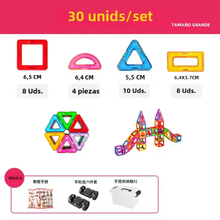 Juguetes Magnéticos Para Niños 30PCS Bloques Constructores Magnéticos Tamaño Grande Conjunto Educativo Regalo Para Niños - 1