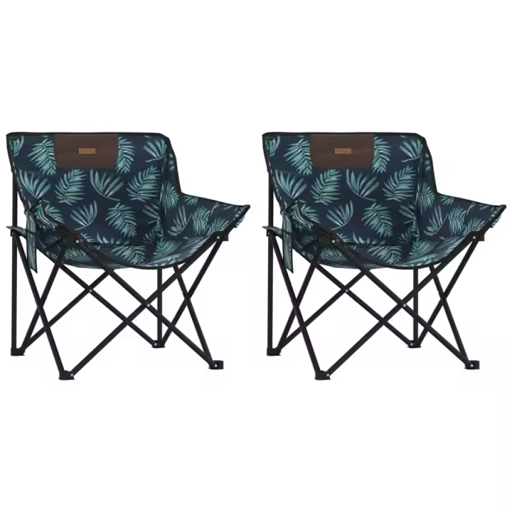 Sillas de camping con Bolsillo plegable 2 UDS estampado Hojas - 1