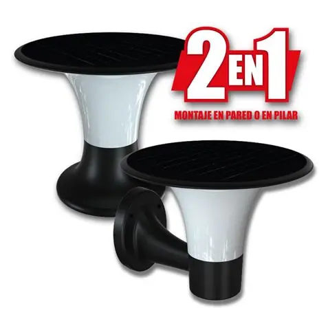 Elbat serie pro farol led solar - 15w - 6000k/3000k - 2200 lumenes - sensor - montaje en pared o sobre pilar - color negro - 1