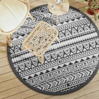 vidaXL Alfombra de exterior ARAKIL Ø160 cm PP en color Gris claro/Blanco y gris claro/Estampado gris y más - details 8