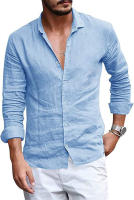 Camisa De Manga Larga Para Hombre Vintage Casual De Algodón Y Lino Con Botones Estilo Playa Transpirable Y Ligera Para Todas Las Estaciones - details 7