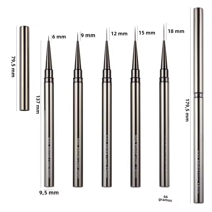 5PCS Pinceles De Arte Para Uñas Con Liner Acrílico UV Gel Colores Pinturas Herramientas Para Dibujar Y Diseñar Manicura DIY Accesorios De Belleza - 1