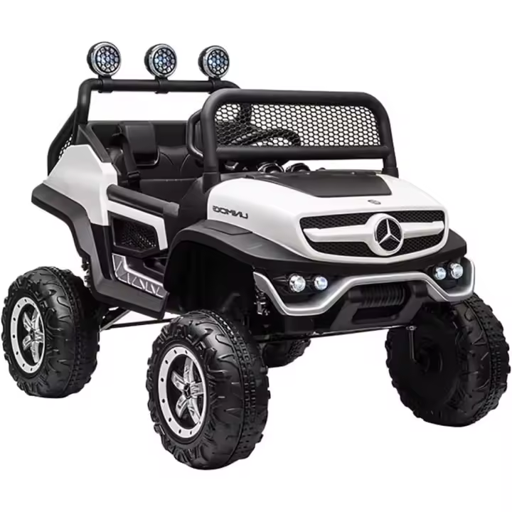 BabyCoches - Coches eléctricos niños Mercedes UNIMOG 4X4 con 4 Motores, Potente Batería 12V10Ah, Ruedas EVA, Asiento 1 Plaza Acolchado, Vehículo eléctrico infantil con Mando Control Remoto para Padres - 1