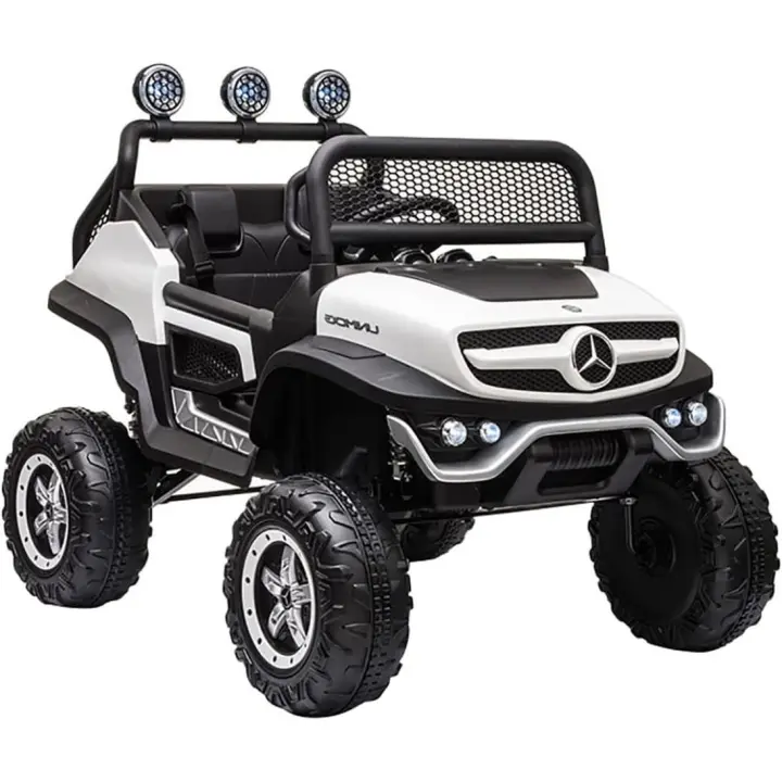 BabyCoches - Coches eléctricos niños Mercedes UNIMOG 4X4 con 4 Motores, Potente Batería 12V10Ah, Ruedas EVA, Asiento 1 Plaza Acolchado, Vehículo eléctrico infantil con Mando Control Remoto para Padres - 1