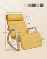 Mecedora acolchada ajustable con reposapiés, patas de ángulo 5 grados, carga 150 kg, disponible en amarillo, azul, beige, gris claro, gris oscuro y negro - details 6