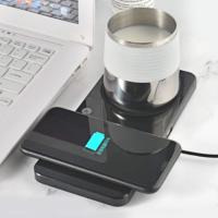 Calentador de taza de café 2 en 1, cargador inalámbrico, apagado automático, termostato inteligente de 55 °C, posavasos calentado para escritorio, regalo de oficina - details 0