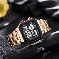 Reloj Deportivo De Lujo Para Hombre YIKAZE Con Correa De Acero Inoxidable Resistente Al Agua Y Luz LED Mostrador Digital Estilo Militar - details 2