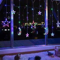 Curtain Garland LED De Estrella Y Luna Para Decoración De Eid Mubarak Y Ramadan 2025 Luz De Cadena Para Eventos Musulmanes Y Fiesta En Casa - details 14