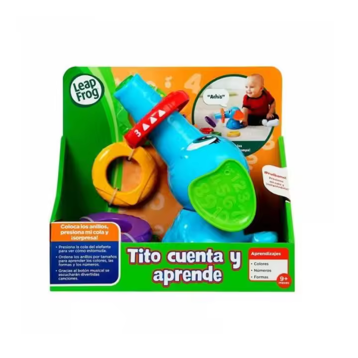 Cefa Elefante Tito Cuenta y Aprende - Juguete Educativo Interactivo para Aprender Colores, Formas y Números con Motricidad Fina Mejorada y Luces y Sonidos Divertidos - 1