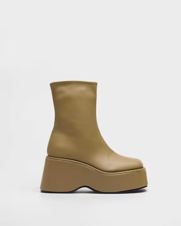 MIM Nina Botines con plataforma para mujer caqui en cuero sintético 9389159579978 - 1