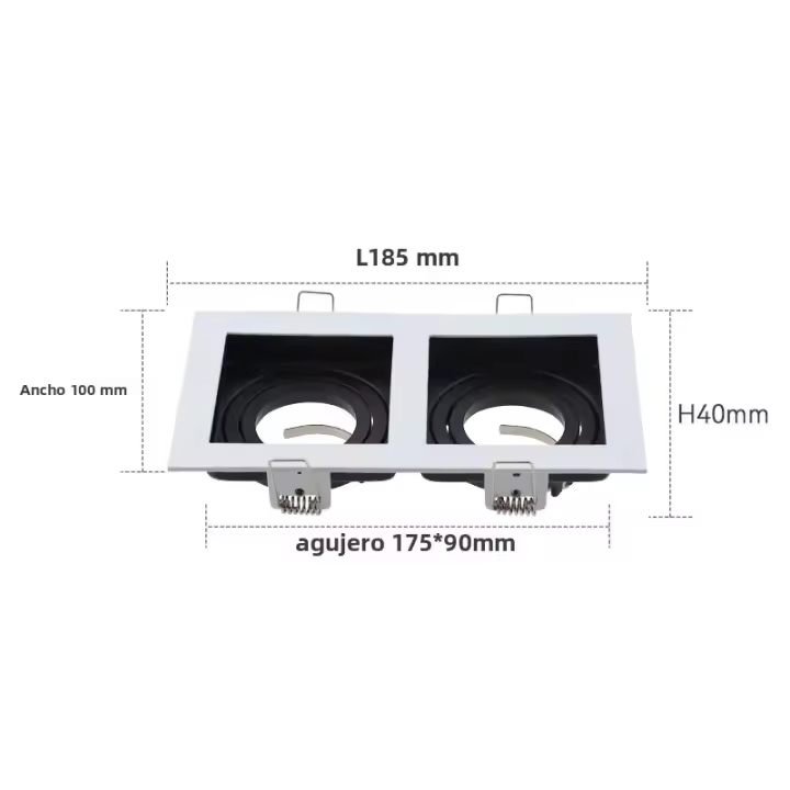 Lámpara De Punto De Luz LED Recubrimiento Negro Y Blanco Soporte De Bombilla GU10 Fijación Revestimiento De Aluminio Rotación Máxima 60° Para Iluminación Comercial - 1