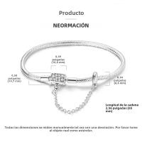 Pulsera De Corazón Rosado En Plata De Ley 925 Con Cadena De Seguridad Estrellada Y Luna Cadena De Serpiente Adecuada Para DIY Joyería Con Encantos Y Cuentas Para Mujer - details 24