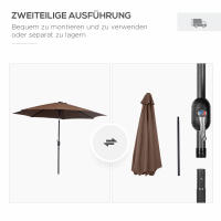Parasol Manual Ø 2,95x2,5 m Parasol Articulado, Parasol de Mercado, Marron, 180/m² Poliéster, Estable - details 3
