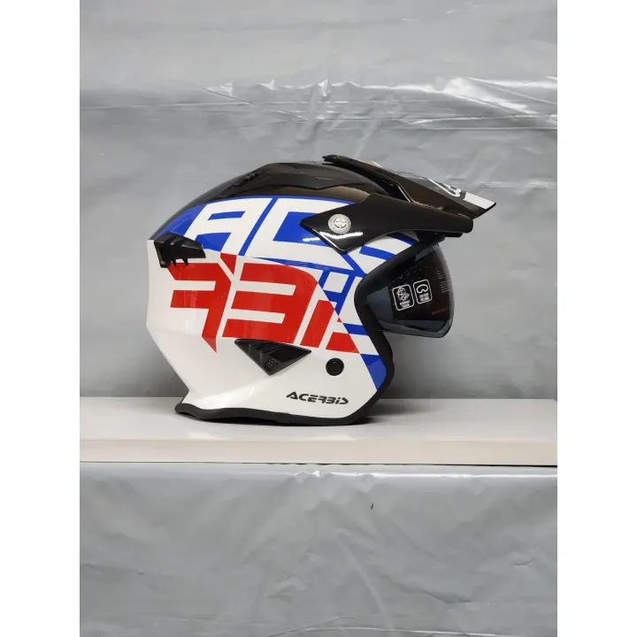 Casco Jet Trial Off-Road Acerbis Aria negro azul blanco brillo 2206 - 1