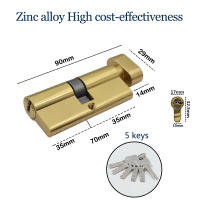 Cilindro De Cerradura De Reemplazo Para Puertas Internas De Hogar Antirrobo Aleación De Zinc Aleación De Cobre 60mm 70mm 80mm Con Llaves - details 8