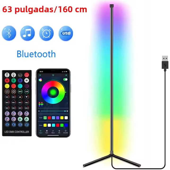 Lámpara De Piso Inteligente Tuya Dimmable RGB LED Moderna Para Decoración De Dormitorio Y Sala De Juegos Control Remoto Alexa - 1