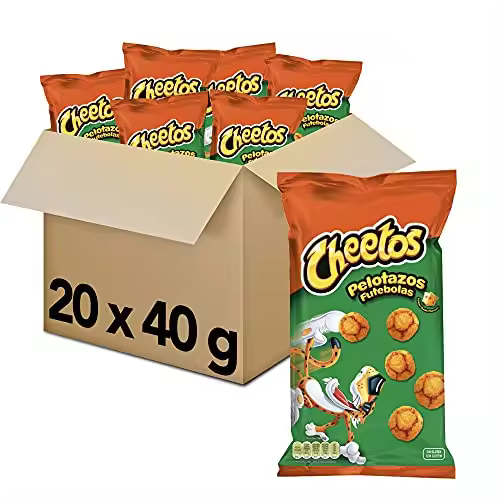 Cheetos Pelotazos - Snack Crujiente de Maíz con Sabor a Queso, Pack de 20 Bolsas del Delicioso e Irresistible Aperitivo de Maíz, Total: 20 x 40g = 800 g - 1