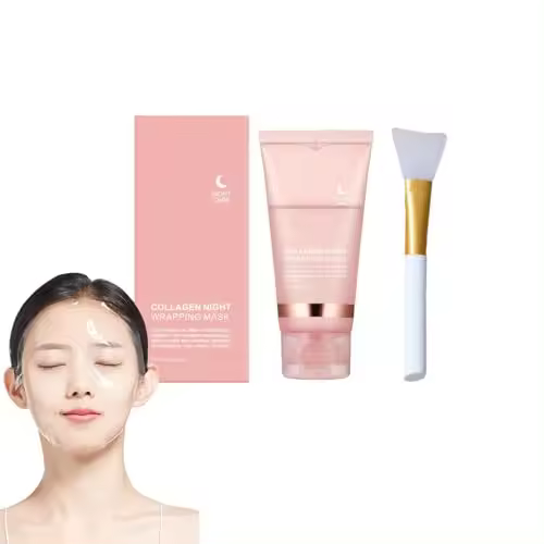 Mascarilla despegable de colágeno durante la noche - Mascarilla despegable de colágeno coreano durante la noche - La mascarilla de colágeno hidrolizado reduce la flacidez de la piel y la opacidad para una piel radiante (1 pieza) - 1