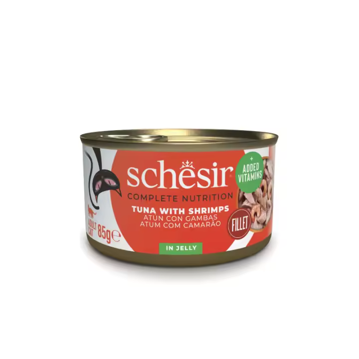 Schesir Atún con Gambas en Gelatina Latas para Gatos Adultos  - 12 unidades x 85gr - 1