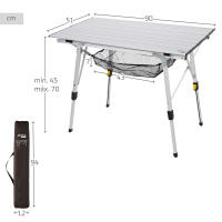 AKTIVE Mesa plegable, 90x51x45/70 cm, Altura ajustable, Topes antideslizantes, Máx. 30 kg, Malla extraíble, Bolsa de transporte, Mesa camping y picnic, Mesas plegables - details 3